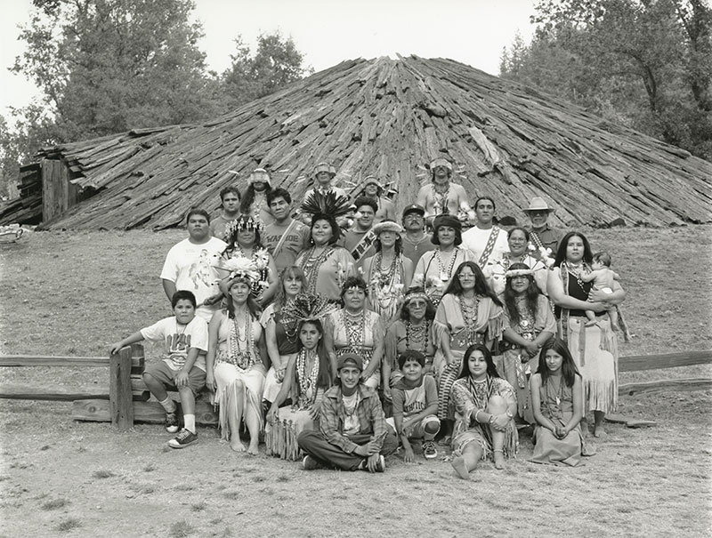 photo of a large group of people in American Indigenous dress