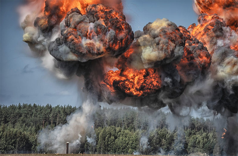 photo of a huge explosion in a forest