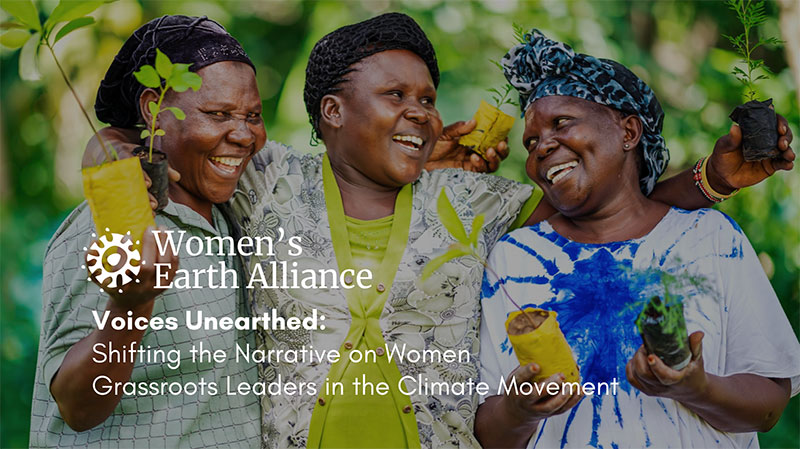 women cheerfully holding seedlings