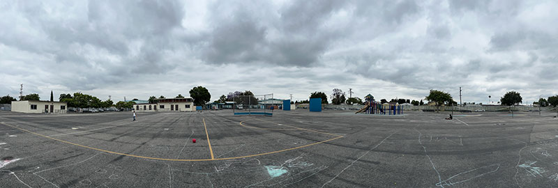 desolate paved schoolyard