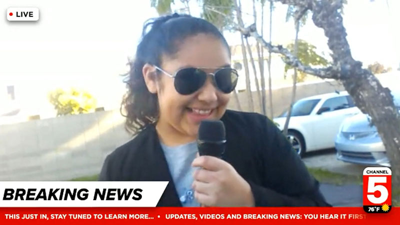 screenshot of a young person being interviewed on television