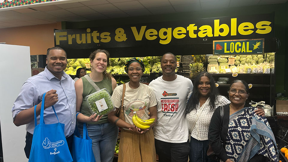 people enjoying a grocery store