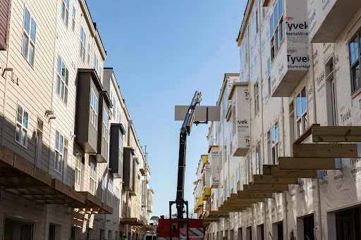 New townhomes are seen under construction in Falls Church, Virginia