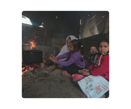 Gazan family sheltering in place