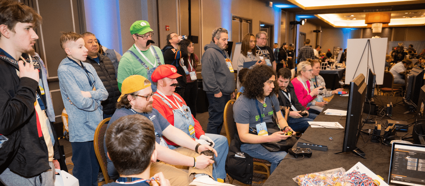 A photo of people playing games