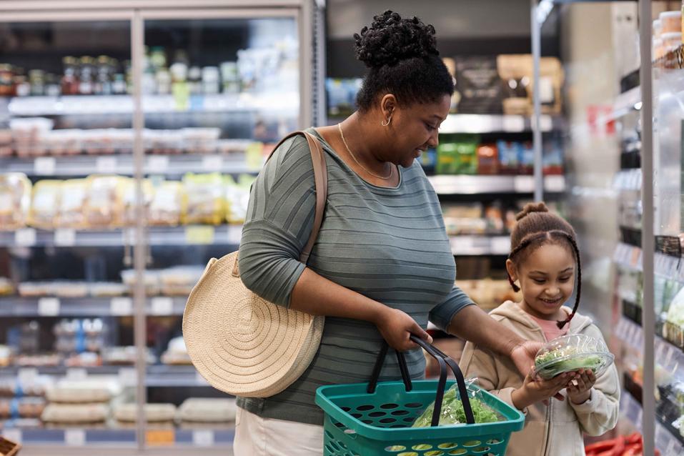 Mother and child shopping in a store