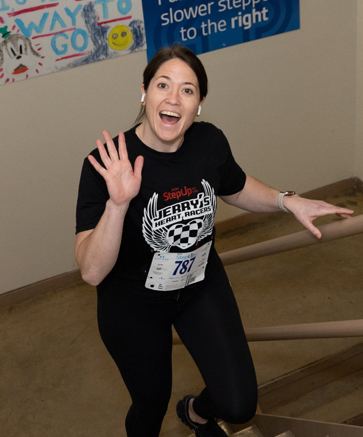 A child climbing up the stairs