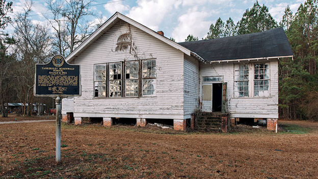 A Rosenwald school in Alabama shows signs of neglect