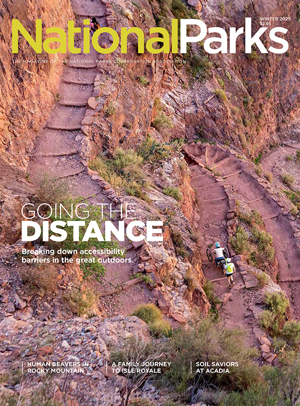 Quinn Brett hand-cycling the Bright Angel Trail at Grand Canyon.