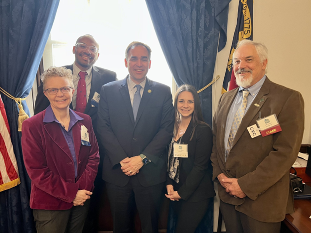 North Carolina Delegation meets with Representative Wiley Nickel. From left to right: Diquan Edmunds, Anne Whisnant, Congressman Wiley, Elizabeth Bailey, Jeffery Hunter