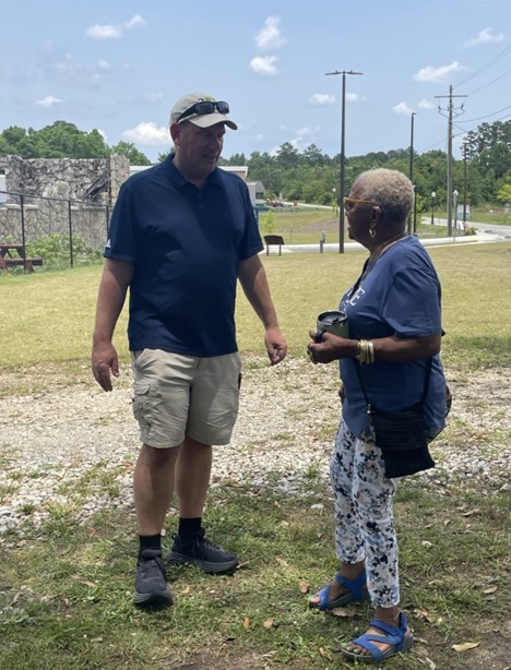 Regional Council member Norm Richie reconnects with Arlene Harper, his middle school cafeteria chef