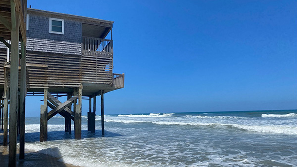 house on stilts over ocean at Cape Hatteras