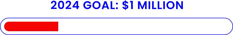 Charity donation goal bar. 2024 goal: $1 million.