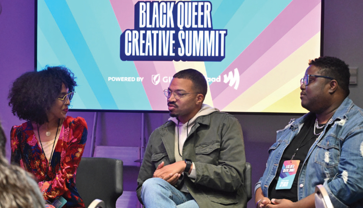 Three people sitting at the black queer creative summit