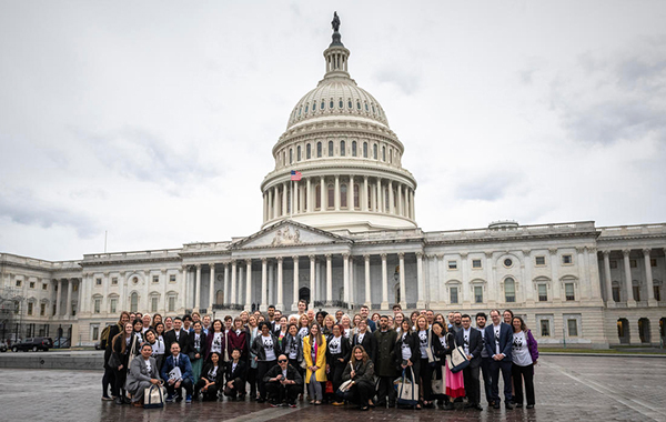 Lobby Day participants standing in front of Capitol building