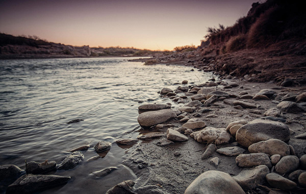 The rocky Rio Grande shore pictured in Texas.