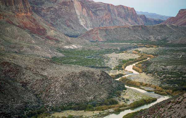 a river winding through a canyon