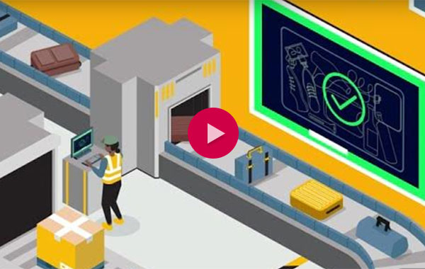 Illustration of bags moving through X-ray machines