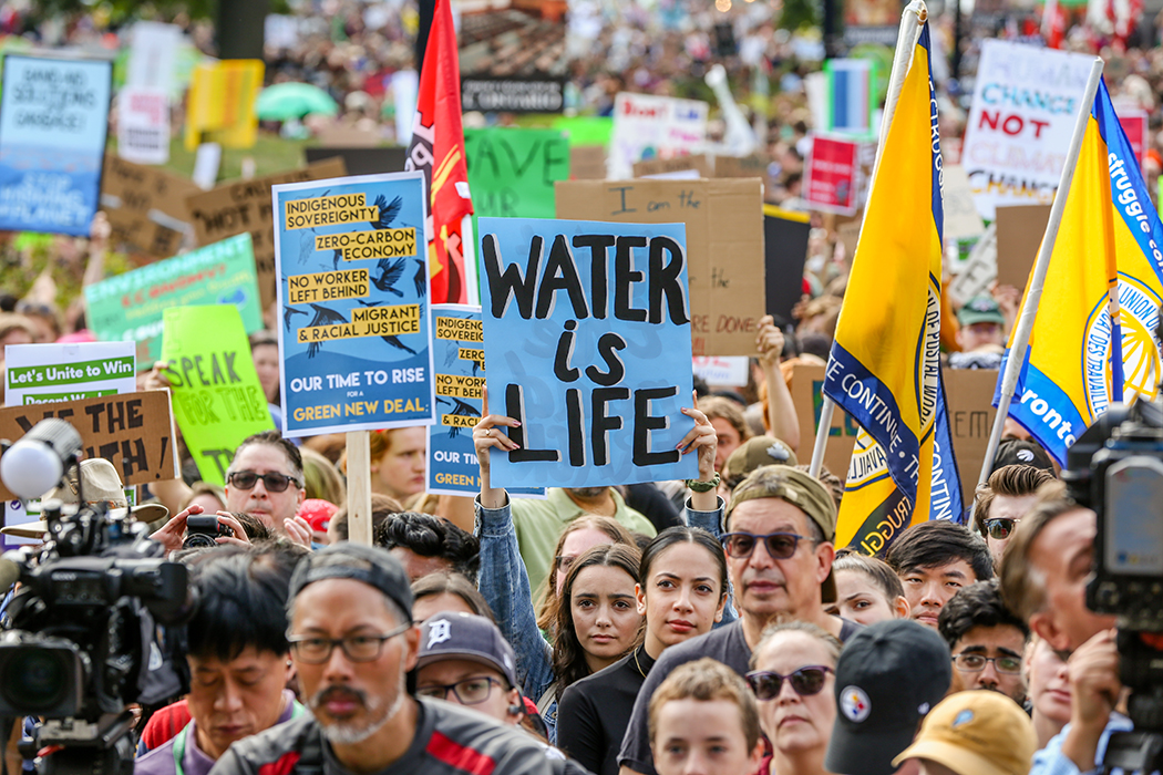 Water is Life sign at a climate march.