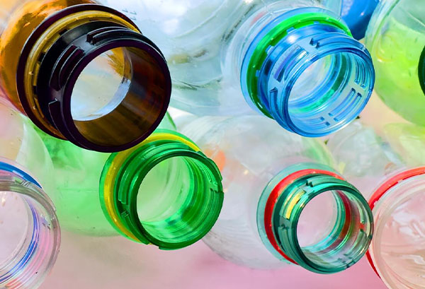 Close-up of single plastic bottles