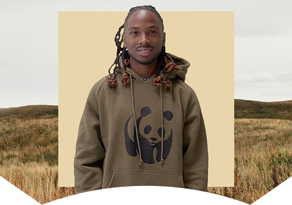 man wearing gree panda hoodie