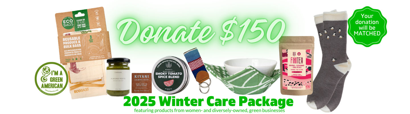 Today is your last chance to donate $150 to recieve our Winter Care Package including 9 products from small, green businessses.  