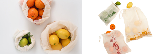 3 organic cotton produce bags from ECOBAGS 
