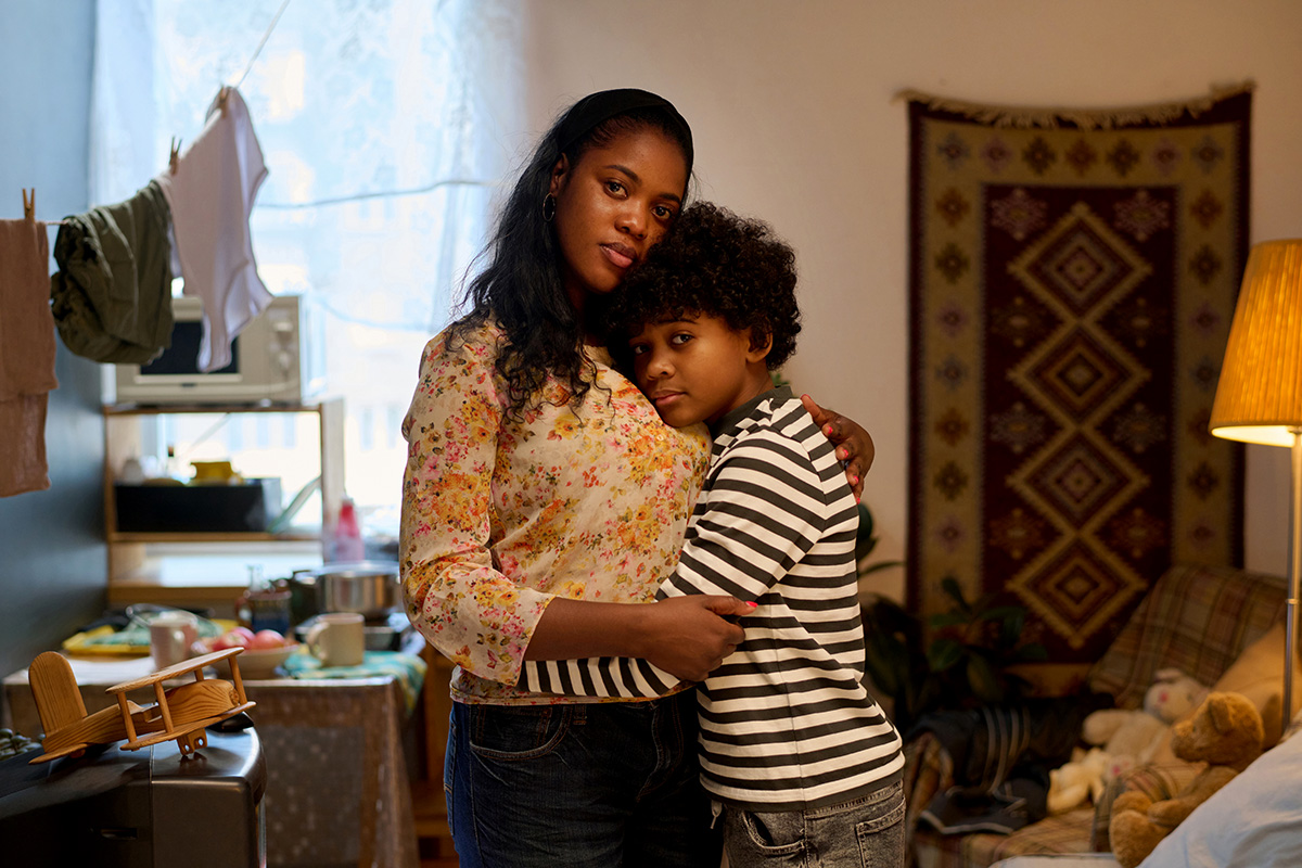 An image of a mother holding her child. 