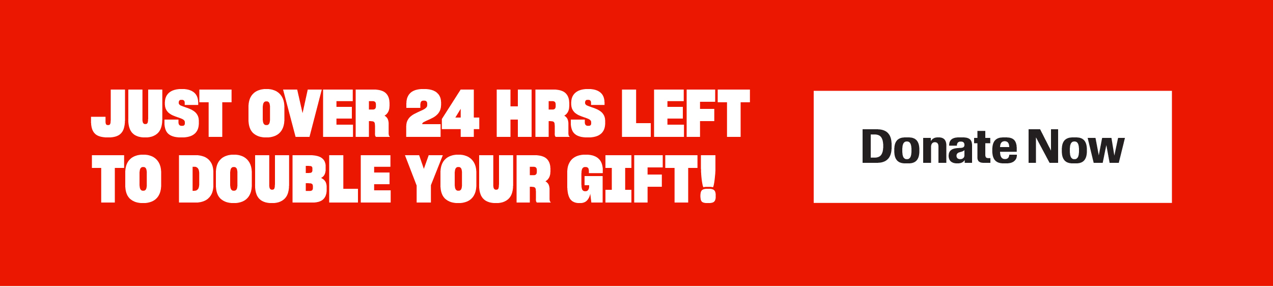 Solid red background with bold white lettering that reads, 