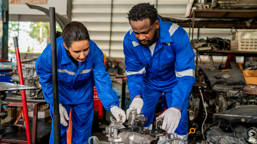 Two individuals at work.