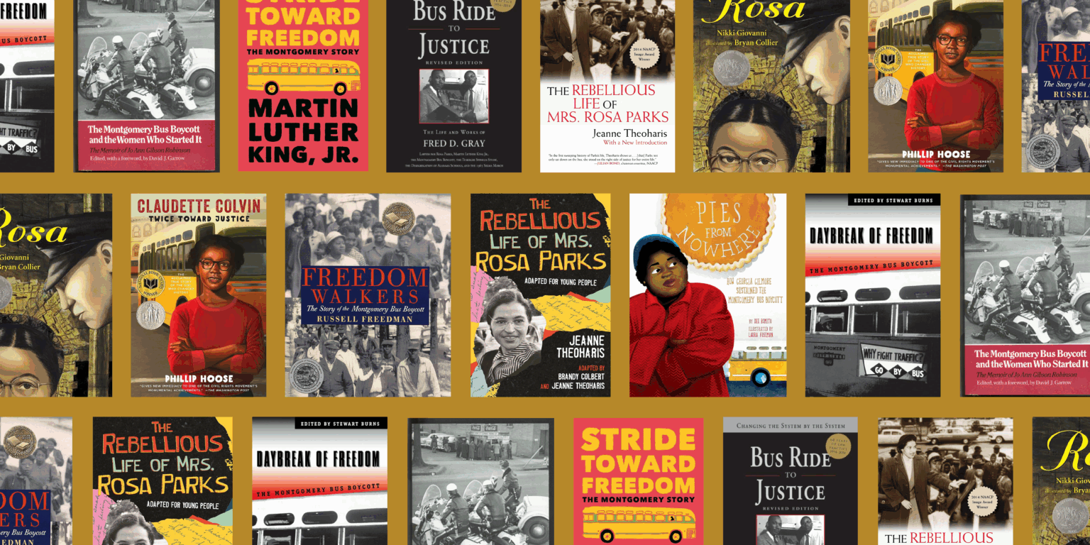 A collage of books about the Civil Rights Movement. 