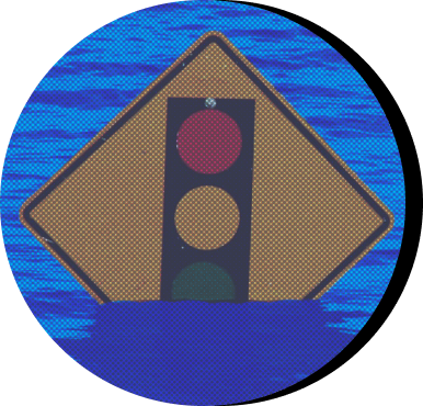 Traffic light sign under water
