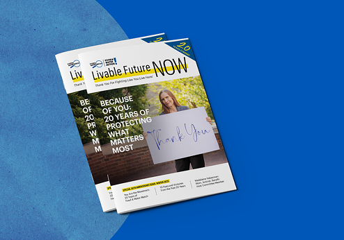 Photo of printed Livable Future NOW newsletters