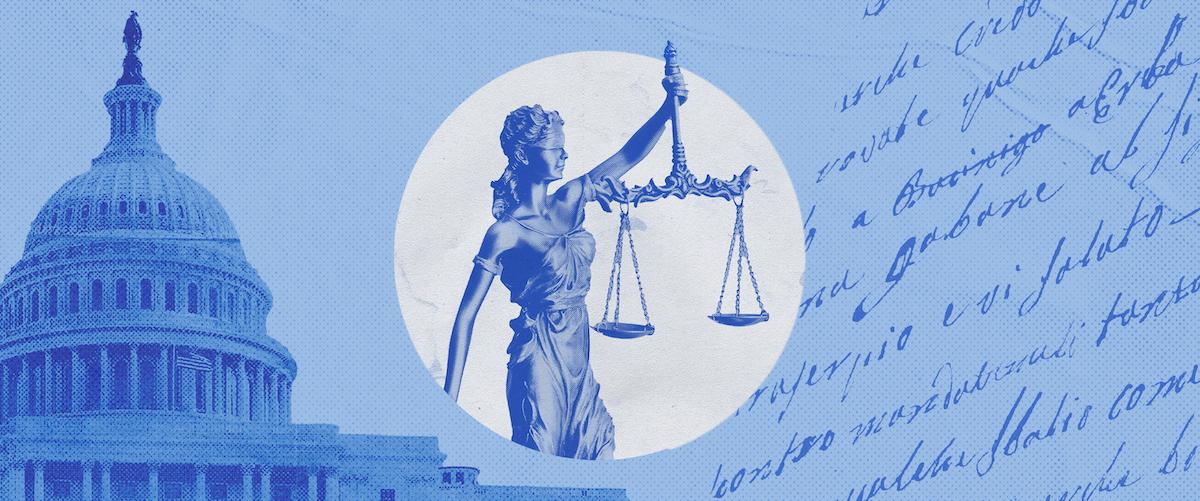 Image of a woman holding scales of justice