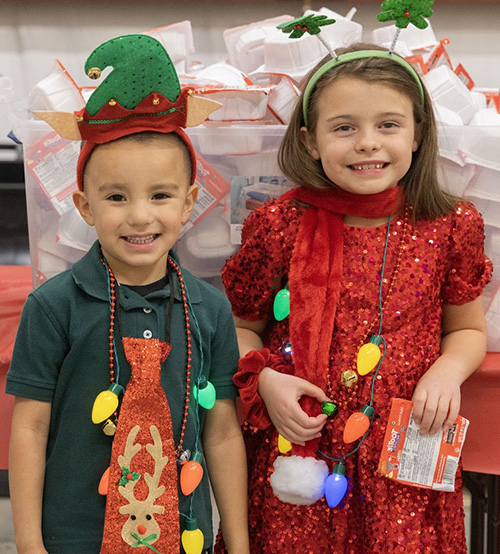Festively dressed children.