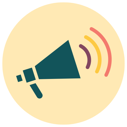 Megaphone in a pastel yellow circle